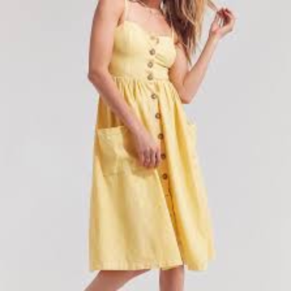 Urban Outfitters Yellow Button-down Dress